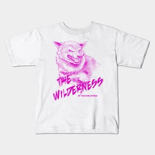 Wolf, The Wilderness- Pink Design Kids T-Shirt